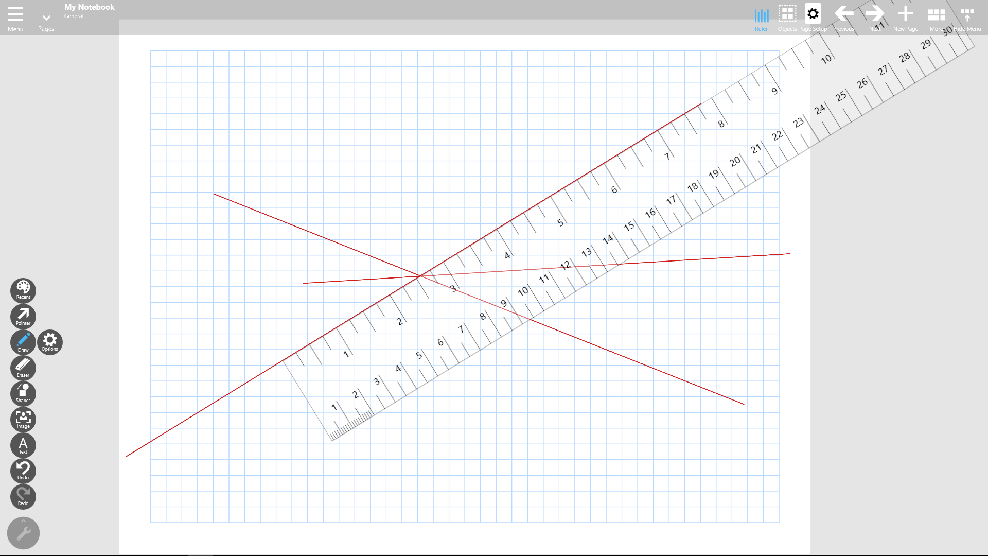 Virtual Rulers in Notebook Pro Drawing Straight Lines